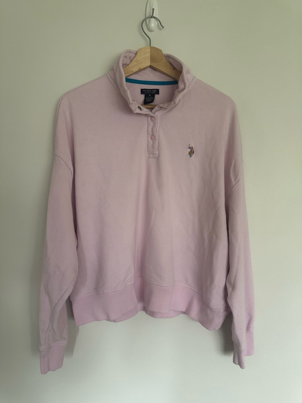 U.S. Polo Assn Pink Quarter Snap Pullover Sweatshirt XL EUC